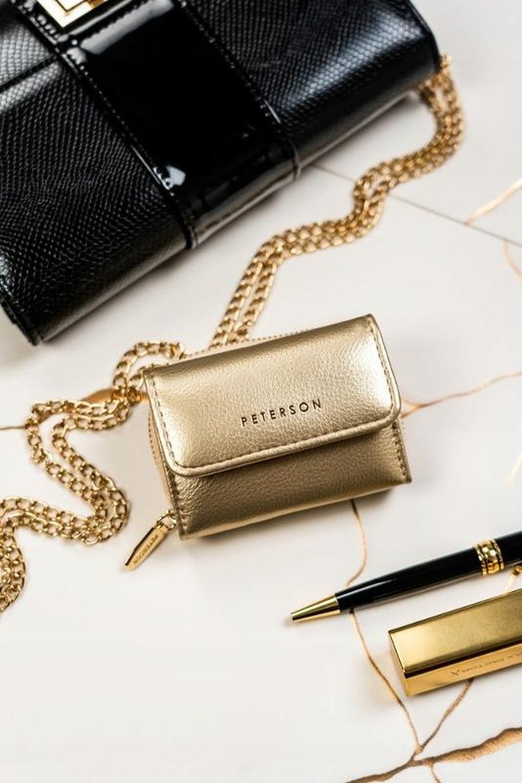 Portfel, złoty, skóra ekologiczna, Peterson