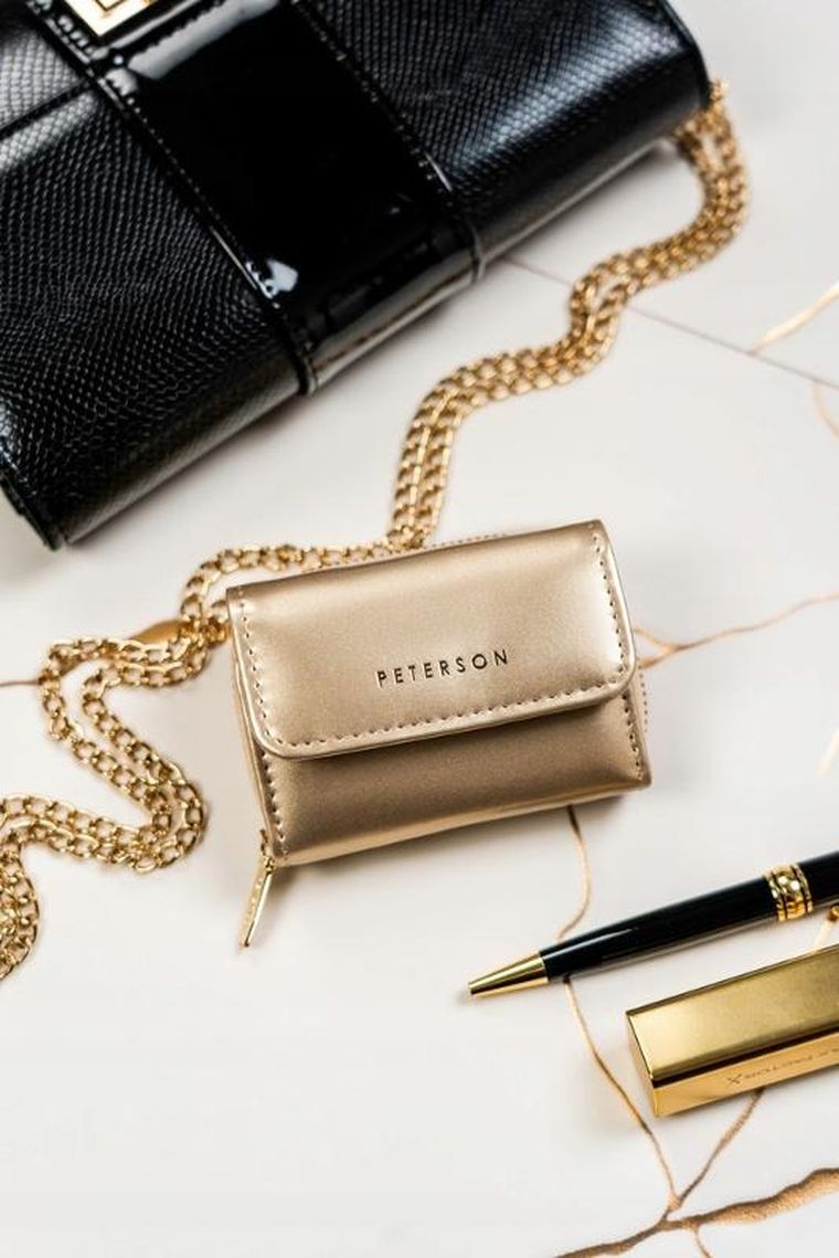 Portfel, złoty, skóra ekologiczna, Peterson