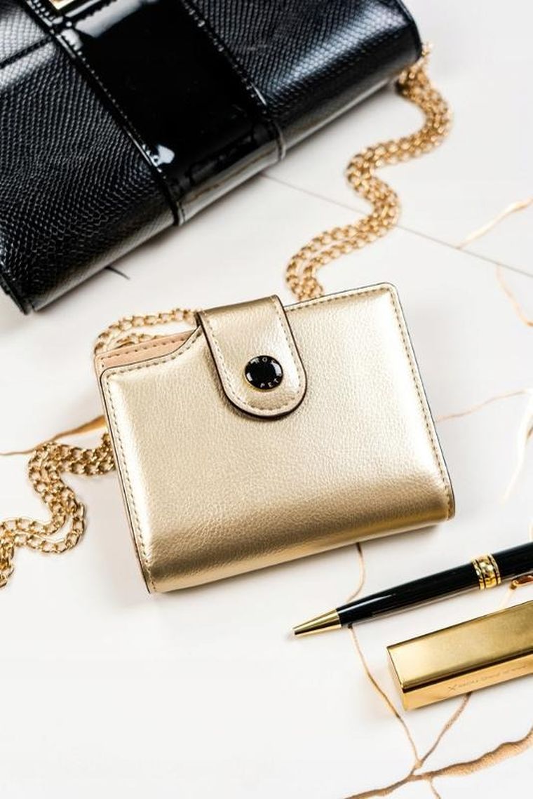 Portfel, złoty, skóra ekologiczna, Peterson