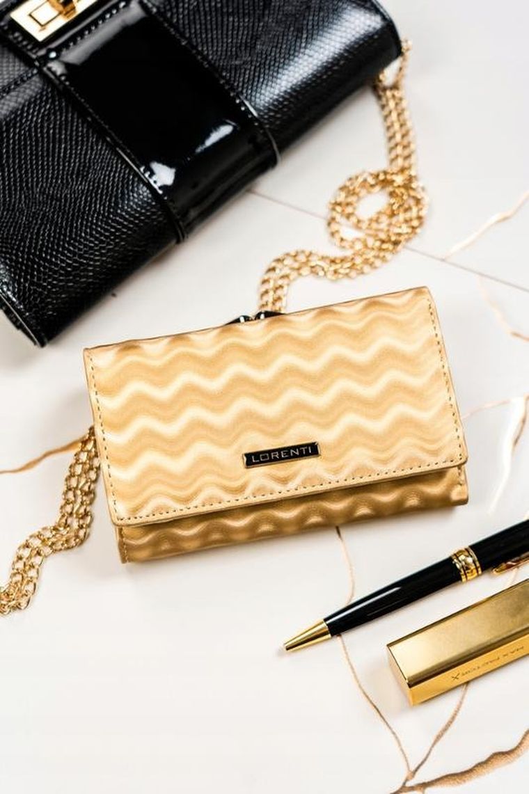 Portfel, złoty, skórzany, Lorenti