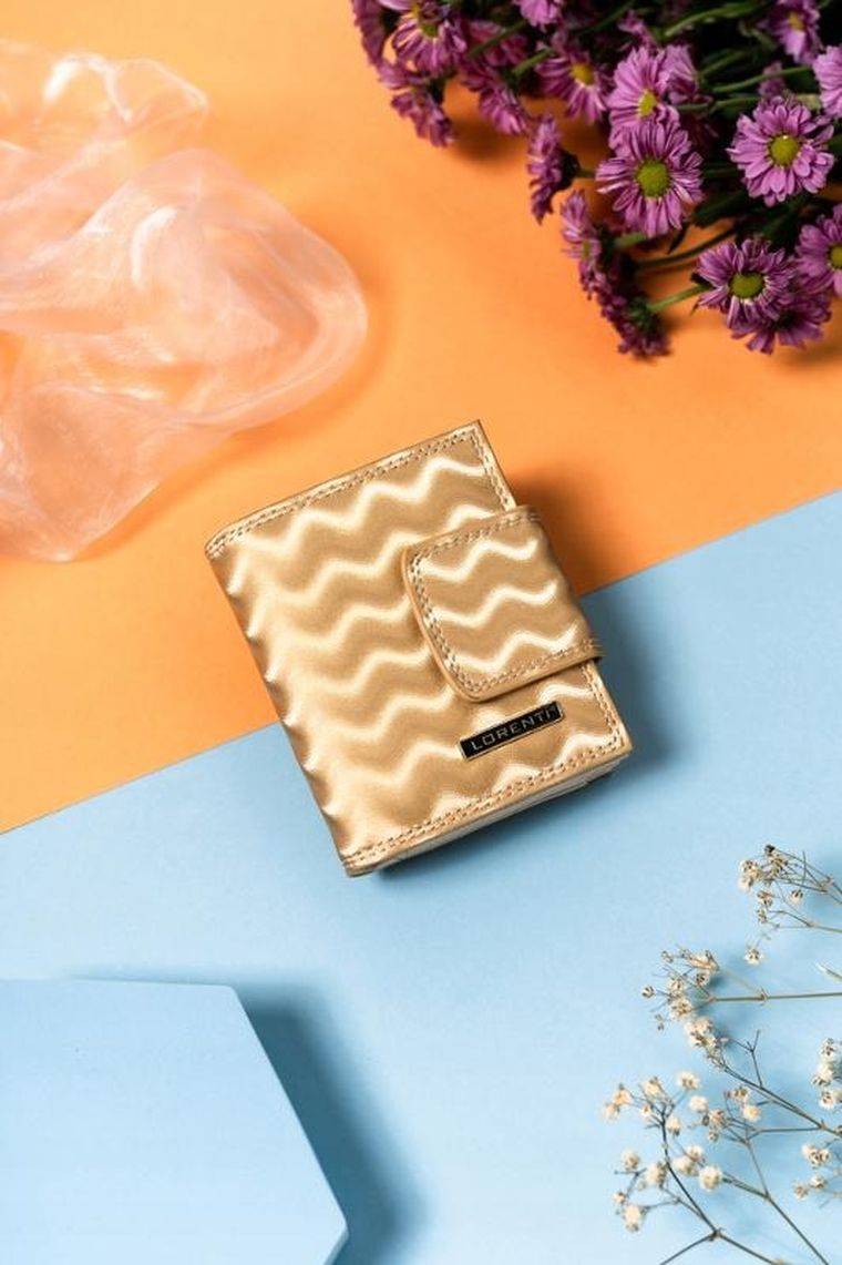 Portfel, złoty, skórzany, Lorenti