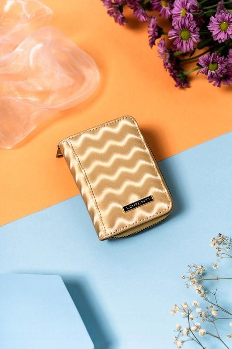 Portfel, złoty, skórzany, Lorenti