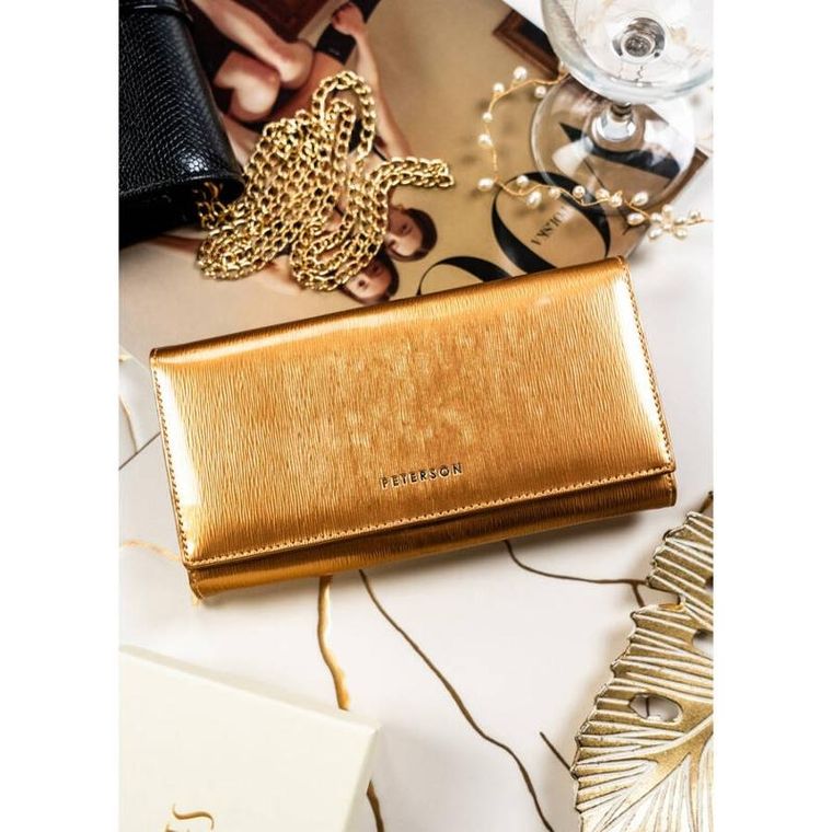 Portfel, złoty, skórzany, Peterson