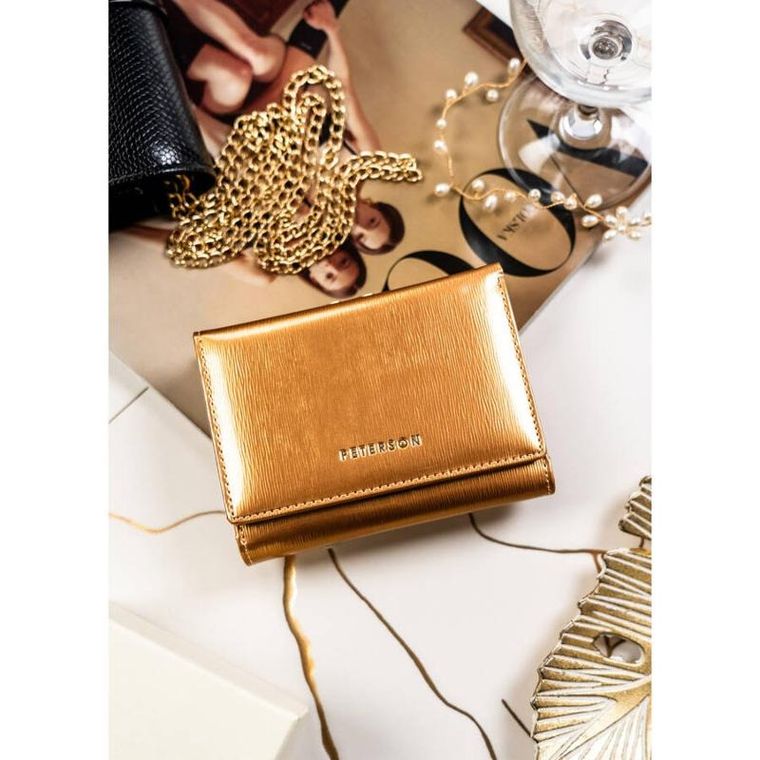 Portfel, złoty, skórzany, Peterson