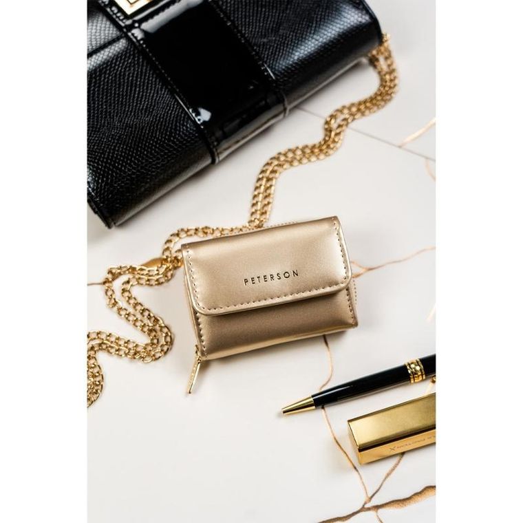 Portfel, złoty, skórzany, Peterson