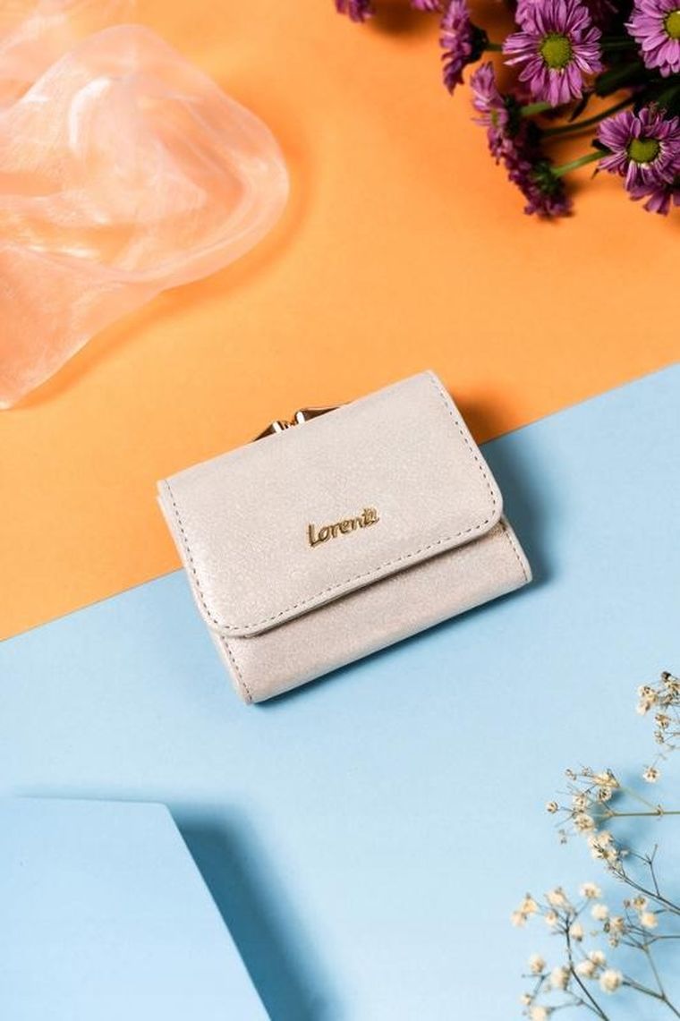 Portfel, złoty, skórzany, RFID, Lorenti