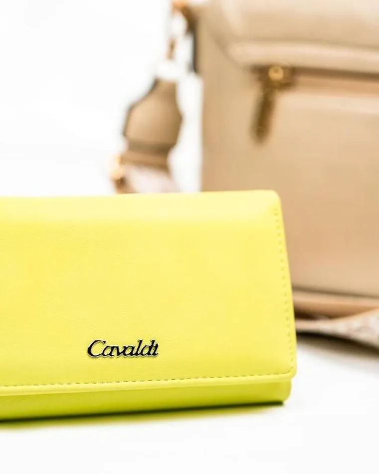 Portfel, żółty, skóra ekologiczna, Cavaldi