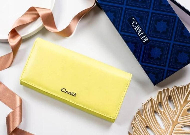 Portfel, żółty, skóra ekologiczna, RFID, Cavaldi
