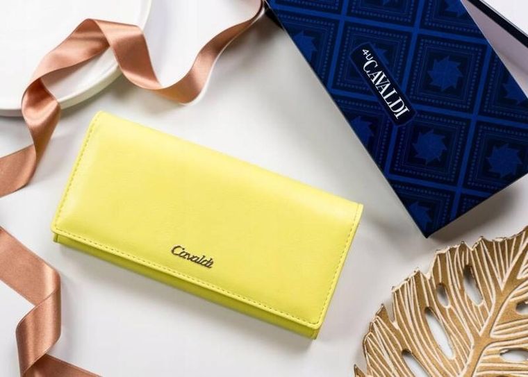 Portfel, żółty, skóra ekologiczna, RFID, Cavaldi