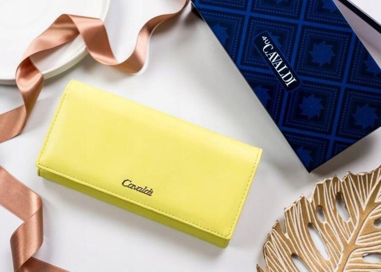 Portfel, żółty, skóra ekologiczna, RFID, Cavaldi