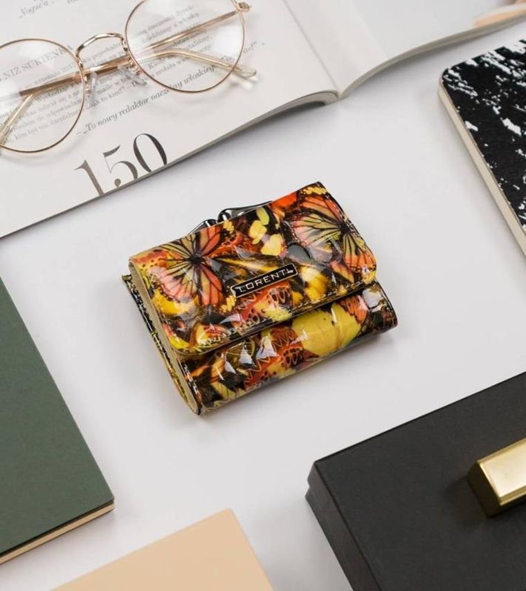 Portfel, żółty, skórzany, Lorenti