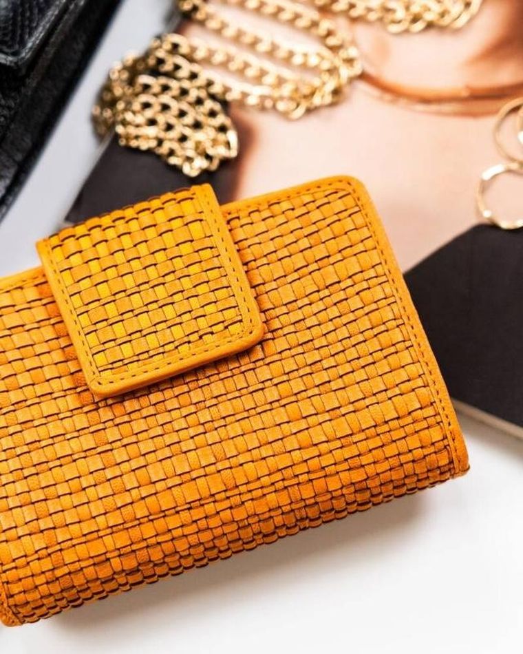 Portfel, żółty, skórzany, RFID, Rovicky