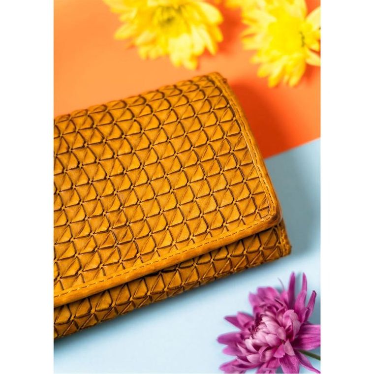 Portfel, żółty, skórzany, Rovicky