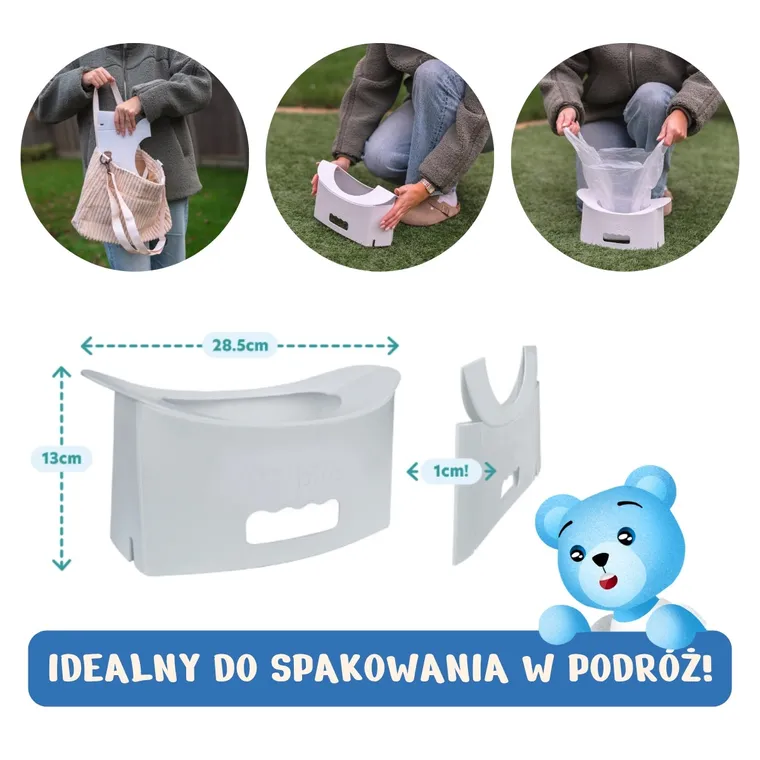 Potette, EasyGo, nocnik turystyczny, składany, jasnoszary