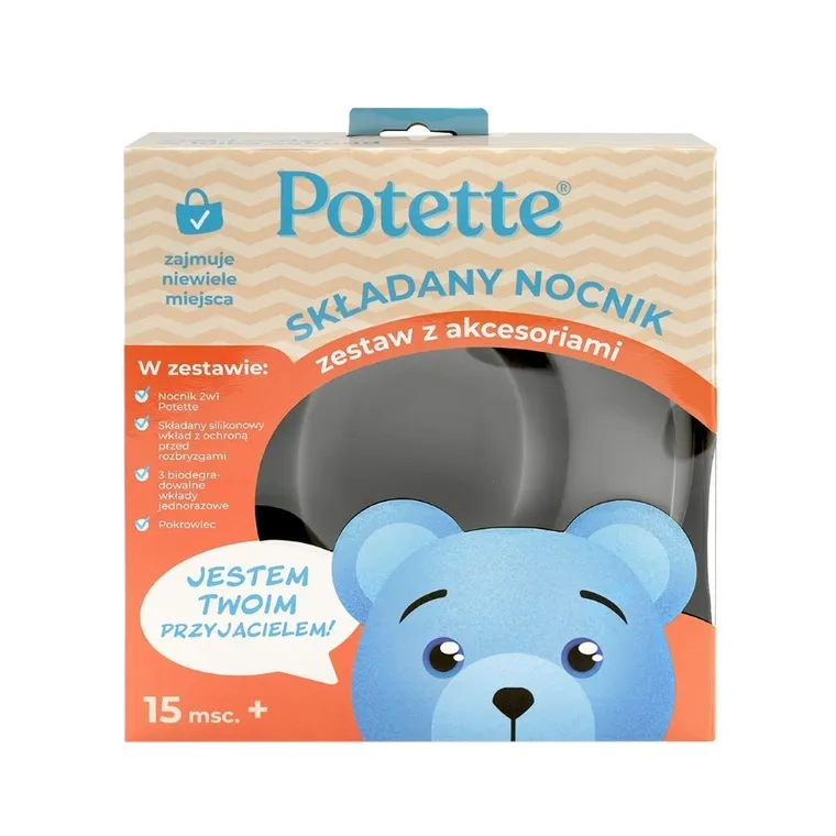 Potette Plus, zestaw, nocnik, akcesoria, biało-szary