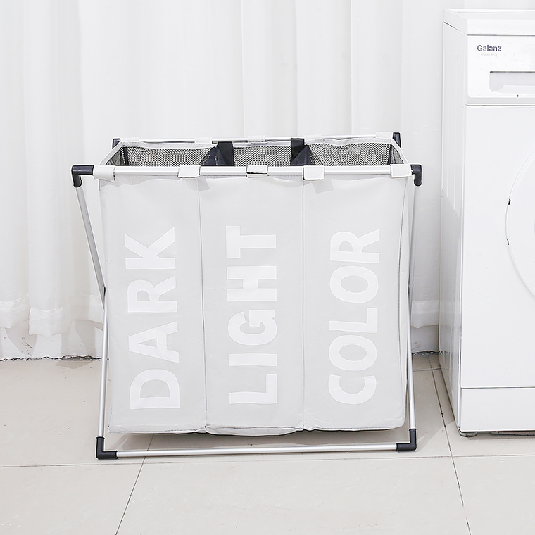 Potrójny kosz na bieliznę, biały