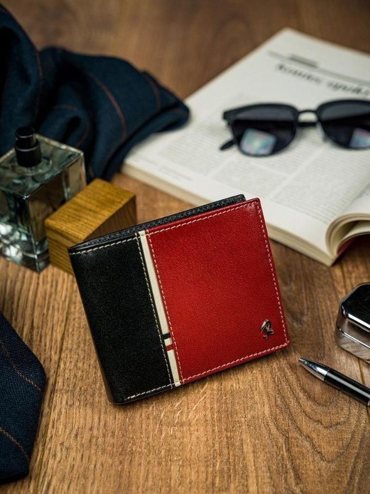 Poziomy portfel męski dwukolorowy ze skóry naturalnej HQ, Rovicky