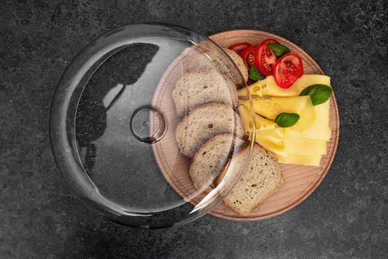 Practic, patera drewniana z kloszem, 30 cm