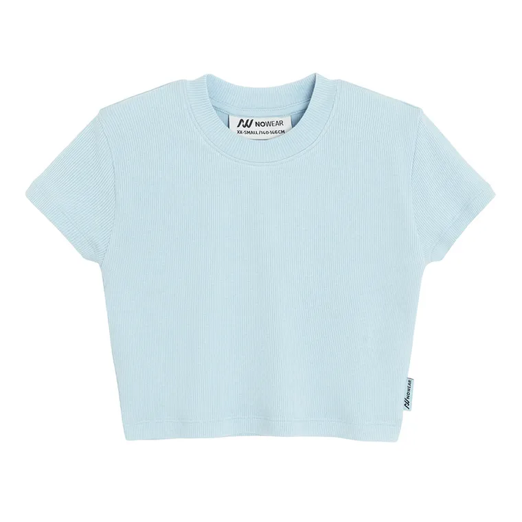 Prążkowana koszulka crop top z modalem NOWEAR