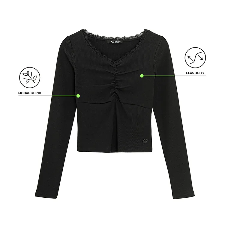 Prążkowana koszulka z domieszką modalu NOWEAR