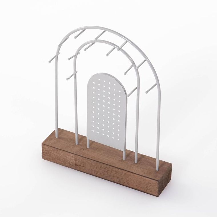 Progarden, stojak na biżuterię, metalowy, drewniana podstawka, 18-4,5 cm