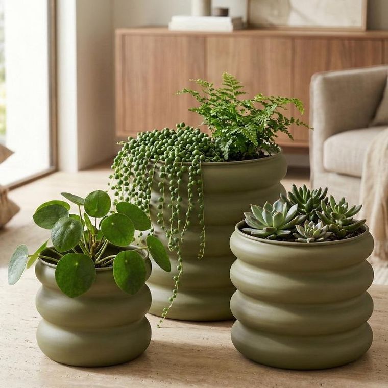 Progarden, zestaw 3 stalowych doniczek na kwiaty