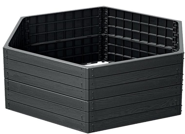 Prosperplast, Base Wood, grządka, rabatka ogrodowa, antracyt, 6 elementów