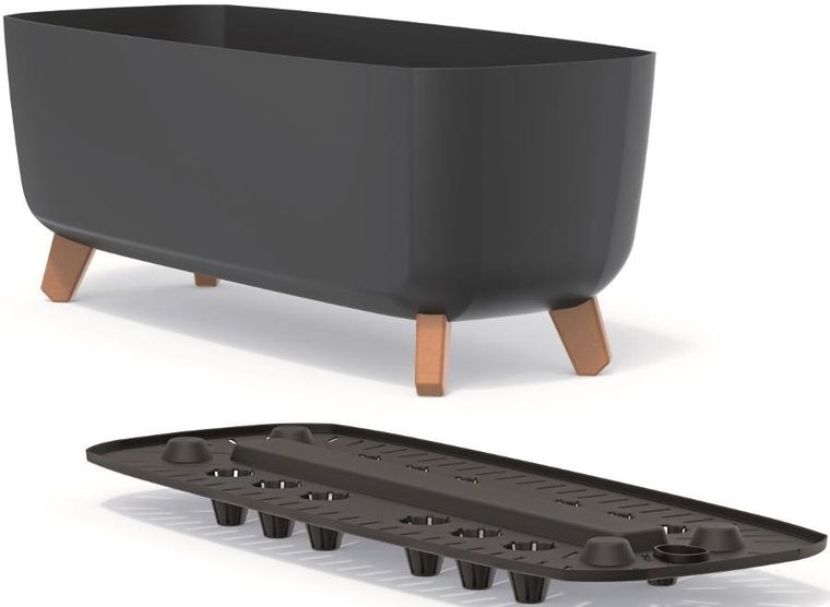 Prosperplast, Gracia Case, doniczka, antracytowa, 39-19,5 cm