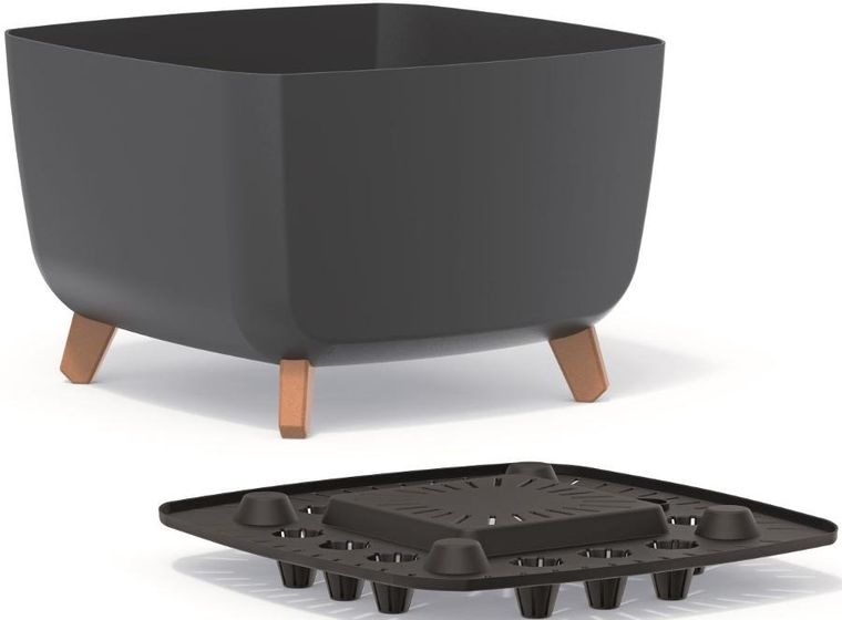 Prosperplast, Gracia Square, doniczka, antracytowa, 29-29 cm