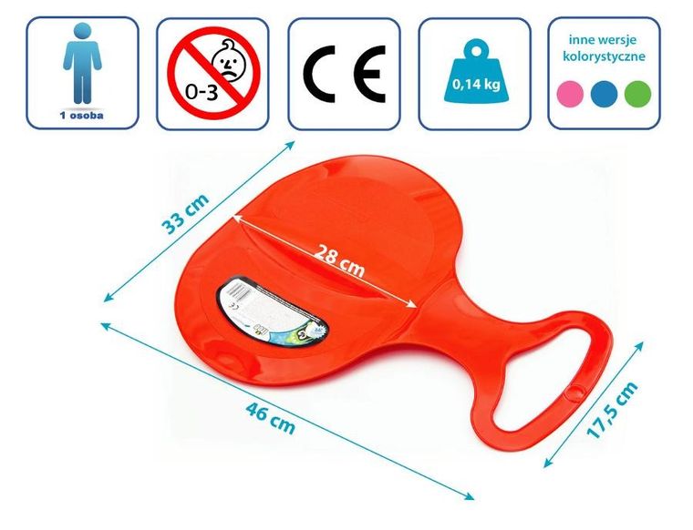 Prosperplast, ślizg, jabłuszko zjazdowe, czerwone