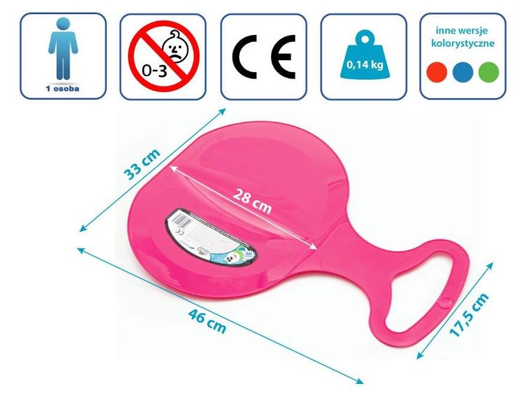 Prosperplast, ślizg zjazdowy, jabłuszko, różowe