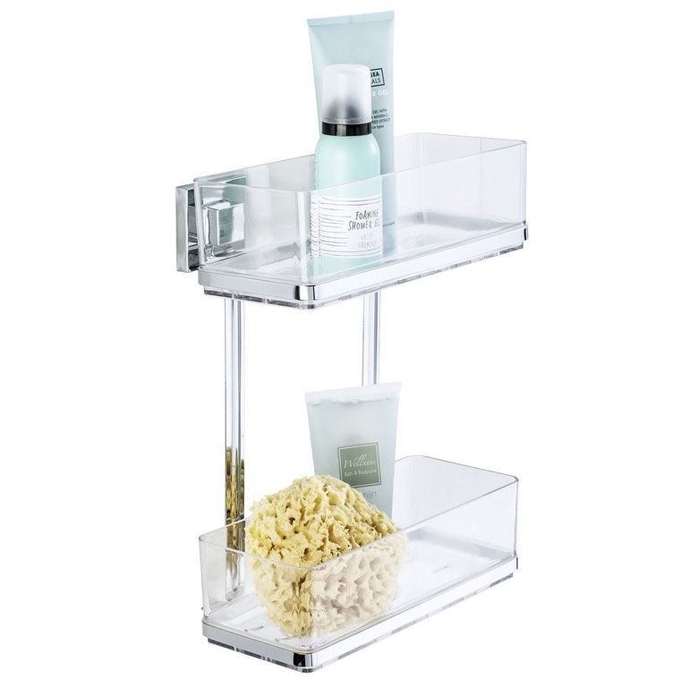 Prostokątna półka łazienkowa, Quadro, Vacuum-Loc, 2 poziomy