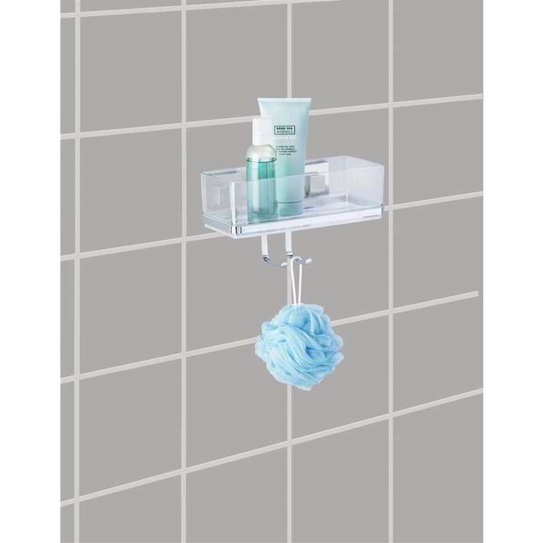 Prostokątna półka łazienkowa, Quadro, z haczykiem, Vacuum-Loc