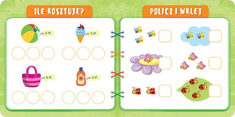 Przedszkolak myśli, uczy się i nakleja. Cyferki