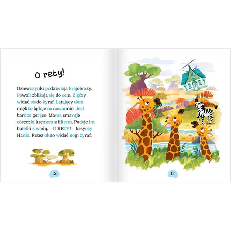 Przygoda na sawannie. Uczę się czytać. Duże litery. Podział na sylaby