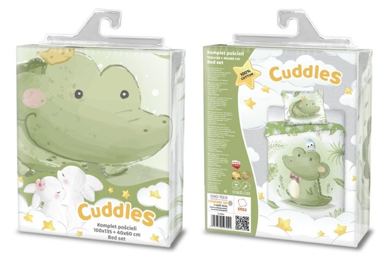 Przytulaki, Krokodyl, 2-częściowy komplet pościeli bawełnianej, 100-135 cm