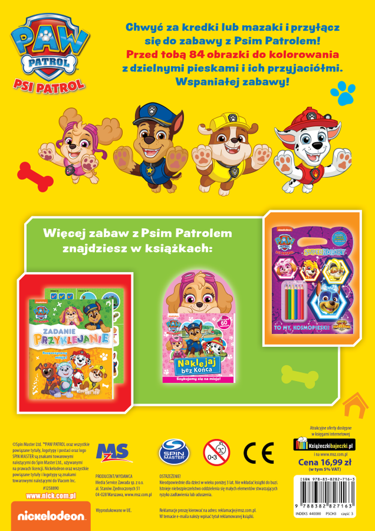 Psi Patrol. Koloruj bez końca. Zabawa kolorami