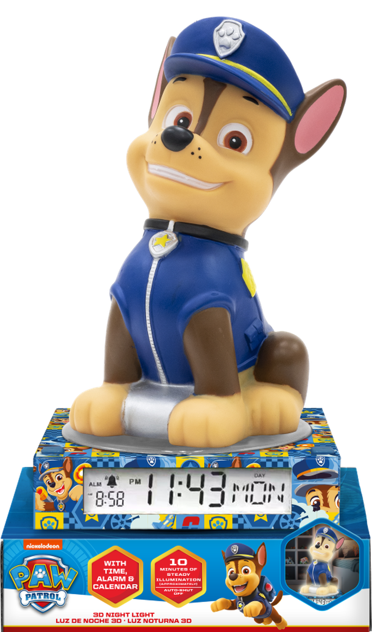 Psi Patrol, lampka 3D z budzikiem