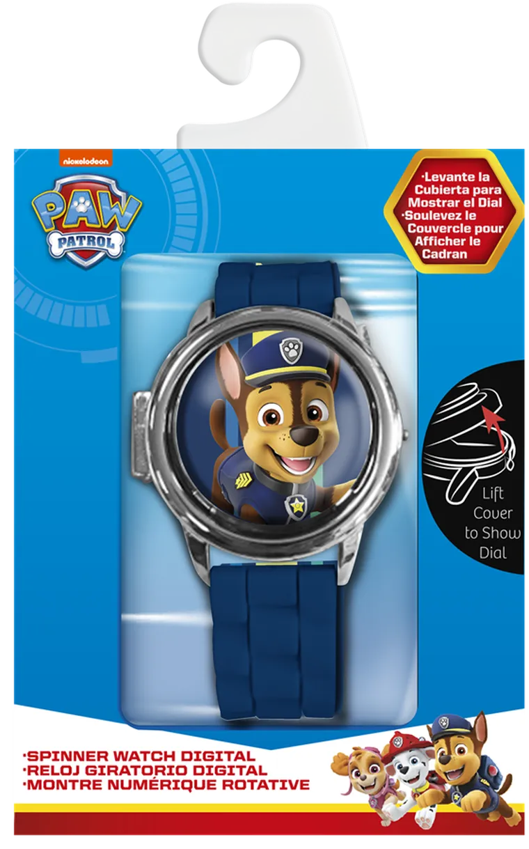 Psi Patrol, zegarek cyfrowy ze spinerem w metalowej osłonie
