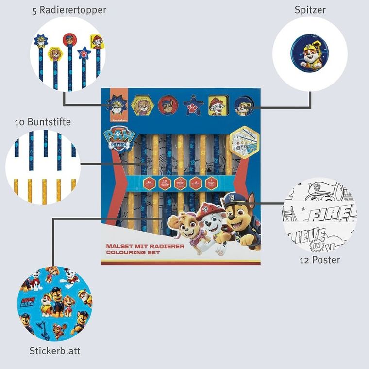 Psi Patrol, zestaw do kolorowania z naklejkami, 29 elementów