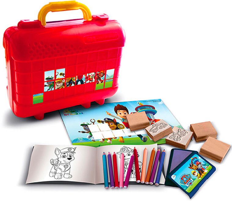 Psi Patrol, zestaw podróżny, pieczątki w walizce