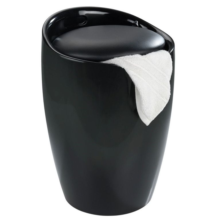 Pufa, Candy, black, kosz na pranie 2w1