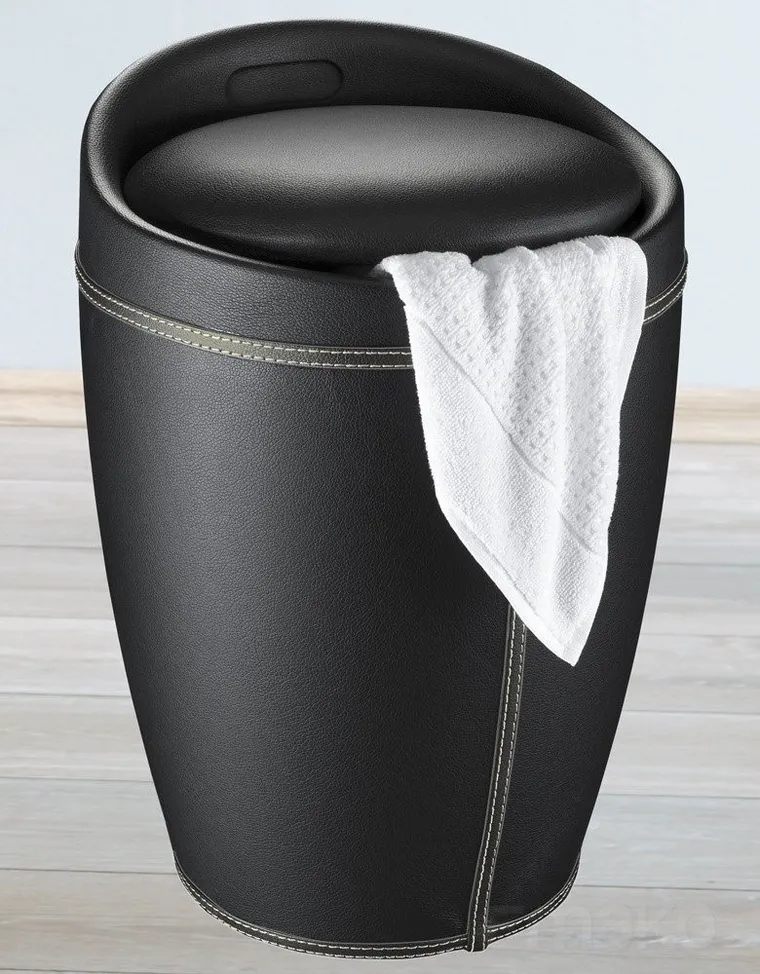 Pufa, kosz na pranie 2w1, Candy, black