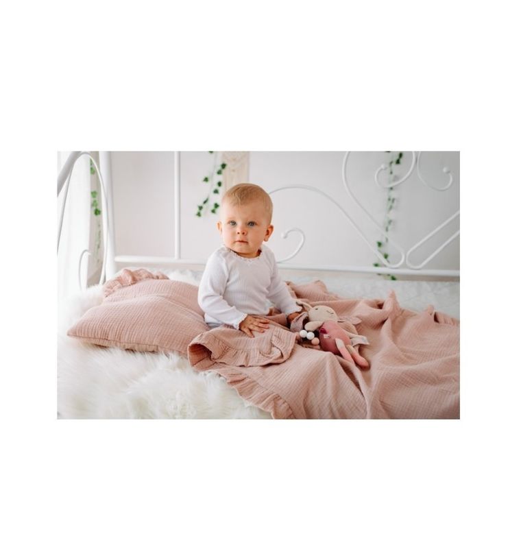 Pulp, Bamboo, kocyk muślinowy z falbankami, beżowy, 90-120 cm