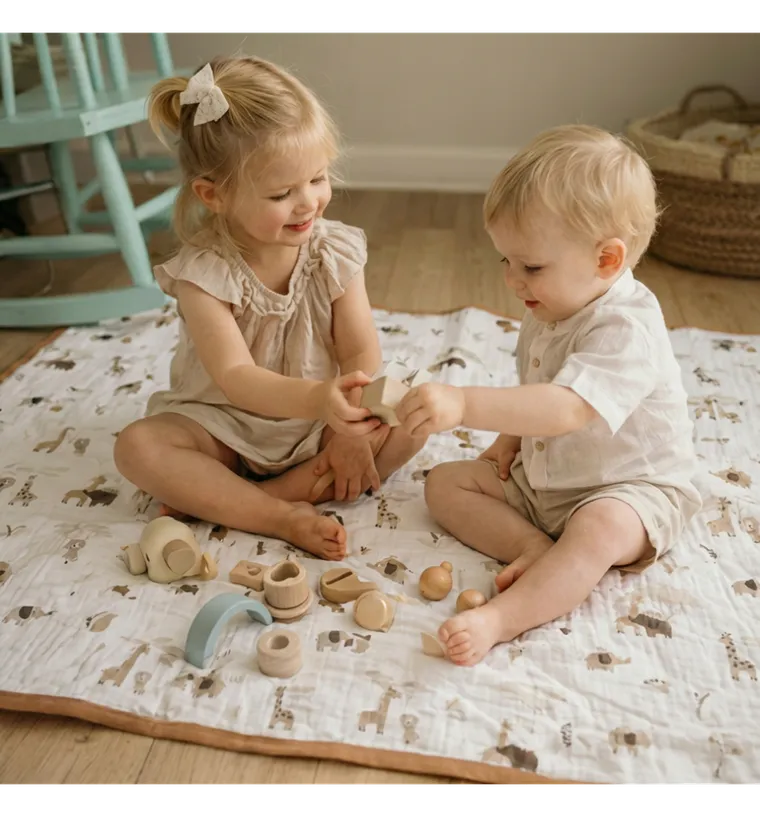 Pulp, Safari, kocyk muślinowy z lamówką, 80-100 cm