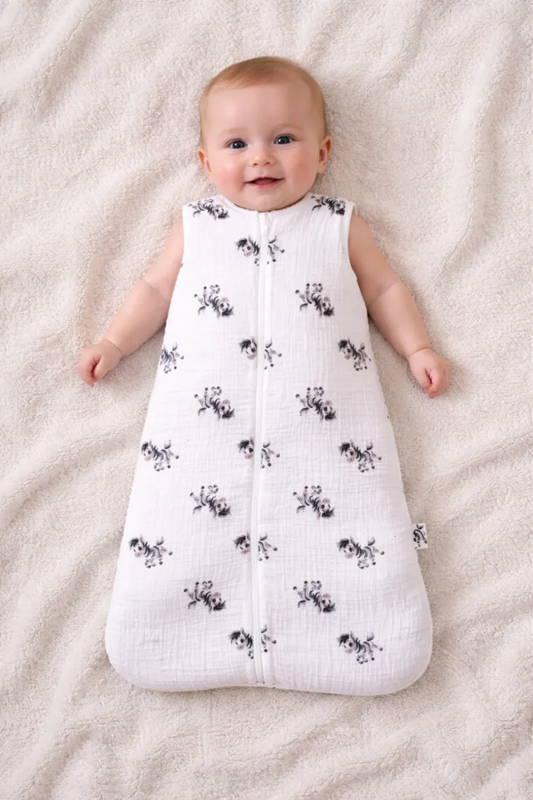 Pulp, Wesoła Zebra, śpiworek całoroczny do spania, dla niemowlaka, TOG 1.5, 3-12 m