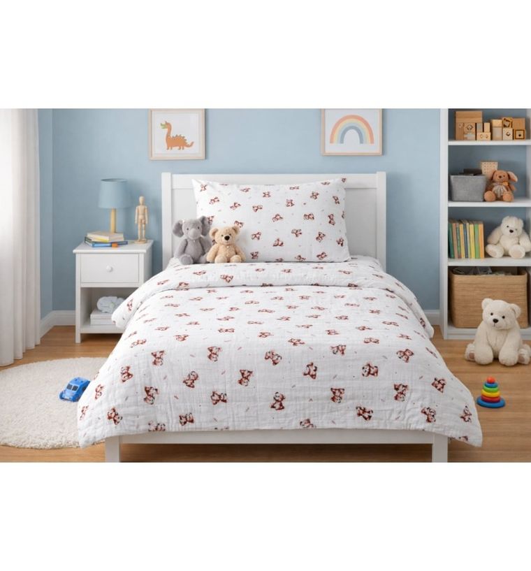 Pulp, Zamyślony Miś, pościel z bawełny muślinowej, 100-135 cm