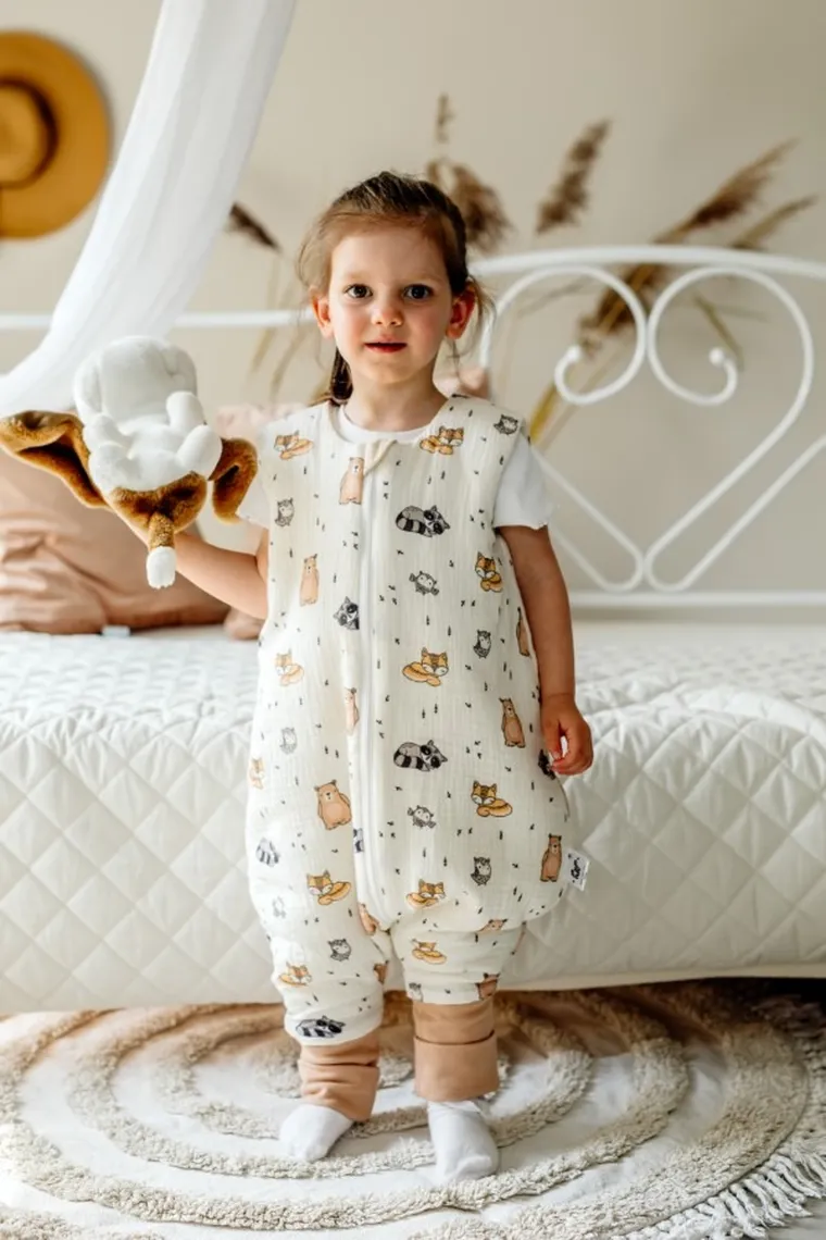 Pulp, Zwierzątka leśne, śpiworek muślinowy z nogawkami, całoroczny, TOG 1.75, 1-2.5l