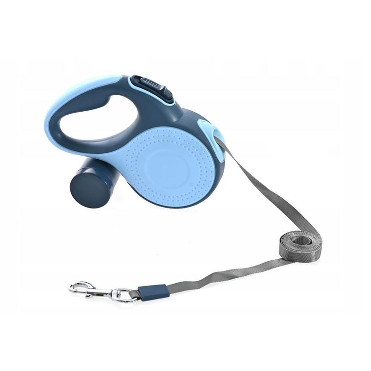 Pupilplanet, smycz automatyczna z pojemnikiem na worki, LED, 5m