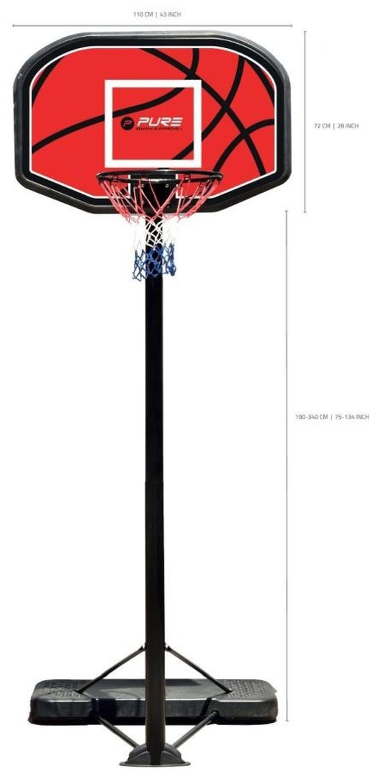 Pure 2 Improve, zestaw regulowany do koszykówki, czarny, 190-304 cm